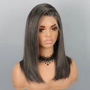 Bob Wig Human Hair Salt and Pepper Grey Wigs 13X4 Straight Lace Frontal Wigs Human Hair Natural Hairline Gray Wigs