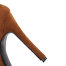 Women Sandals Peep Toe Thin Heels 11cm Buckle Strap Flock Female Shoes