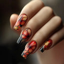 24PCS Nails Medium Long Ballet Shaped Nail Art Patch Sweet Cool Girl Flowers Design Removable Wearable False Nails