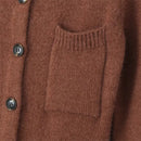 Women Front Button Fastening Shoulder Pads Long Sleeves Four Front Patch Pockets Towelling-finish Cardigan