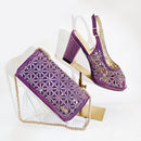 Olive Rhinestone Decoration Design Peep Toe Party Wedding Women High Heels and Bag Set