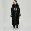 Down Jacket Women Autumn Winter Nice Warm Hooded Solid Black Glossy Thicken White Duck Down Coat