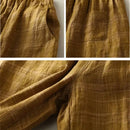 Summer Linen Plaid Pants Women Loose Casual Wide Legs Casual Pants Thin Elastic Waist Trousers