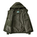 Green hooded jacket with fleece lining on a white background, Obroi
