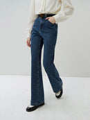 Bootcut Jeans for Women Autumn Look Slim Tall Trousers Casual High Waist Full-length Jean Female