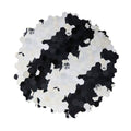 Black and white hexagonal tile pattern on a white , Obroi