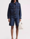 Deep Blue Denim Jacket Coat For Women