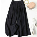 Women Summer Wide Leg Cropped Pants with Pockets Thin Loose Fit Elastic Waist Casual Trousers