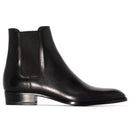 Black leather Chelsea boots on a white background, Obroi