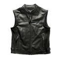 Black leather vest with zipper details on a white background, Obroi