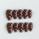 10pcs Handmade Brown Pink Polka Dot Press on Nails Almond Full Cover Wearable Reusable Sweet False Nails