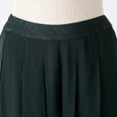 Silk Georgette Dark Green Natural Waist Stitching Jacquard Asymmetric Design Double-layer Silk Straight Pants