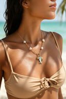 Ocean Wind Shell Pendant Necklace for Women Paper Clip Chain Necklace Summer Beach Vacation Jewelry Gift