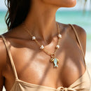 Ocean Wind Shell Pendant Necklace for Women Paper Clip Chain Necklace Summer Beach Vacation Jewelry Gift