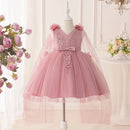 Elegant Flower Tulle Girls Dresses Summer Bridesmaids Birthday Party Princess Dress Girl