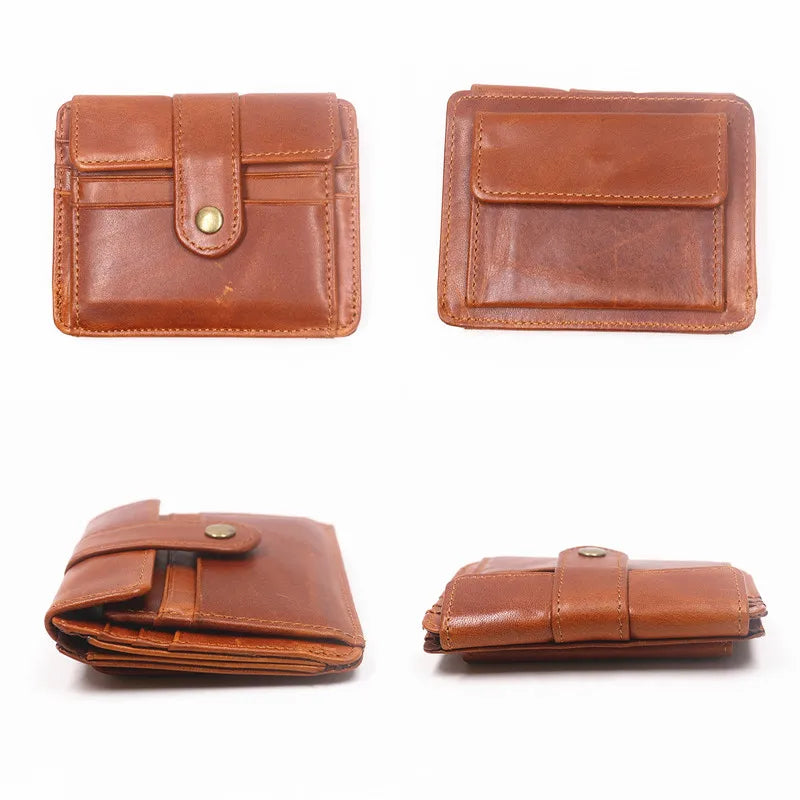 Genuine Leather Wallet For Men Original Vintage Short Small Men's Purse Coin Pocket Bag