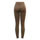 Brown Mid High Waist Cropped Jeans Woman Ultra Stretchy Skinny Denim Pants Jeans For Women Clothing