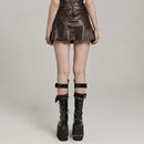 Women's Punk Leather Short Skirt Daily A-Line Handsome Mini Skirts Two Colors Available Women Clothing