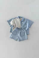 baby newborn items toddler boy denim two-piece set baby set