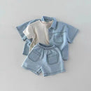 baby newborn items toddler boy denim two-piece set baby set