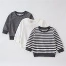 Baby Boy/Girl Solid/Striped Crewneck Long-sleeve Pullover Sweatshirt