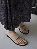 Women Flip Flops Summer Genuine Leather Slippers Casual Flat Shoes Ladies Clip Toe Slides