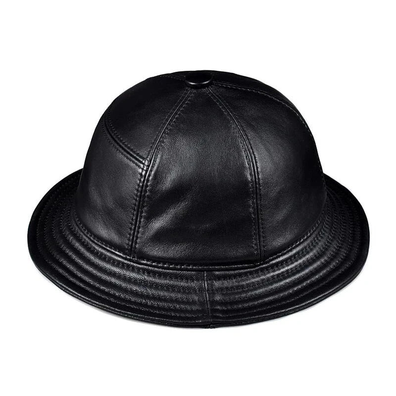 Genuine Leather Bucket Hats Casual Caps Fitted