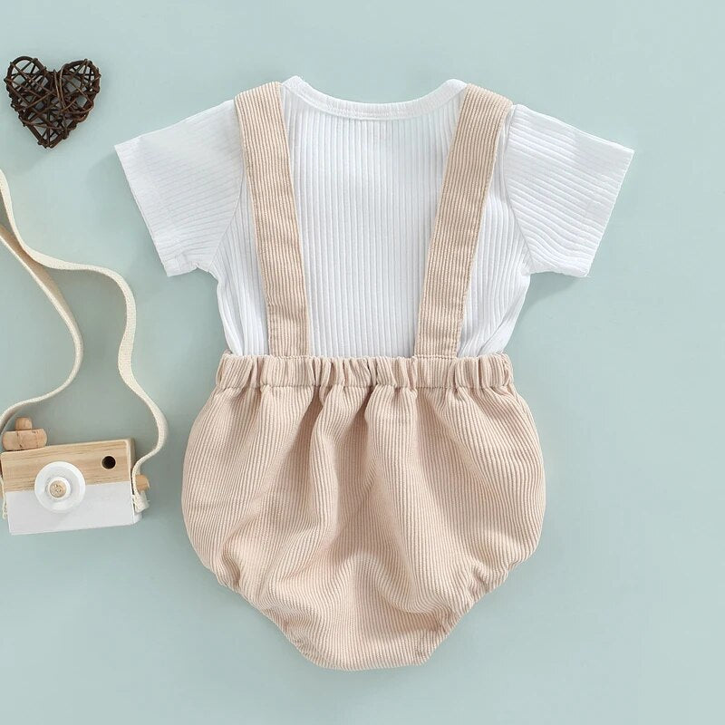 Summer Toddler Baby Boys Girls Clothes Sets Solid Ribbed Knitted Rompers Outfits