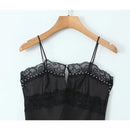 Summer Women Front Faux Pearl Lace Trim Sling Dresses Ladies Backless Mini Dress