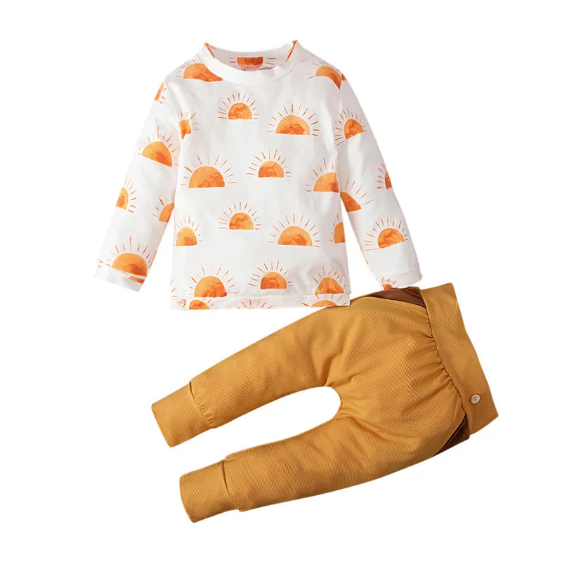 1-5Year Baby Boy Clothes Sunshine Tops Pant Two-Piece Casual Children Outfit Kid Girl