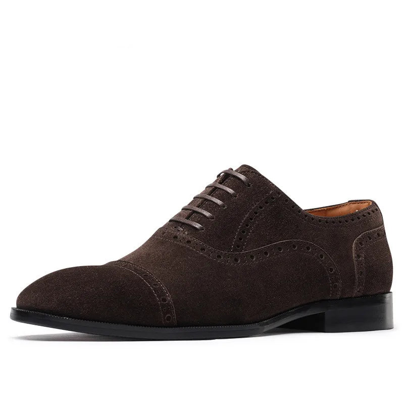 Men Brogues Brown Carved Lace Up Casual  Classic Dress Shoes