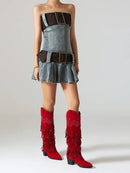 Platform Women Western Boots Heels Vintage Knee High Shoes For Women Shoes Winter