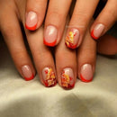 24pcs Short Purple Square False Nails Art Wearable Nail Tips with Leaves Design Press on Nails