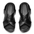 Leather Slippers Open-toe Sandal Man Flat Slides Beach Summer Shoes