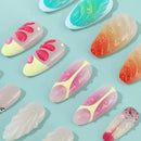 Crystal Stripes Fake Nails Press On Acrylic Nails Long Almond Flash Gradient Blush French False Nails Decor Wearable