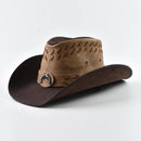 Leather Western Hat Wide Brim Godfather Hats Jazz Cap