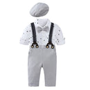 4Piece Sets Fall Newborn Boy Clothes Gentleman Cotton suit Pants Straps Hat Baby Luxury Clothing