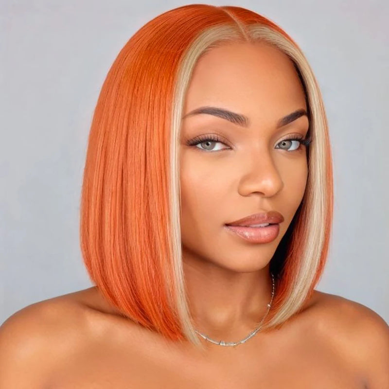 Ginger Short Straight Bob 13x1 Lace Front Human Hair Wigs For Women