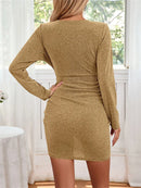 Mini Bodycom Short Prom Dress Drawstring Irregular Hem Women's Cocktail Dresses