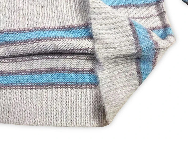 Stripe Knitwear Patchwork Baggy Round Neck Sweaters Pullovers Oversize Knit Clothes