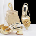 Gold Color Party for Women Shoes and Bag Mixed Package Sequins Handbag Italian Design Wedding