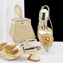 Gold Color Party for Women Shoes and Bag Mixed Package Sequins Handbag Italian Design Wedding