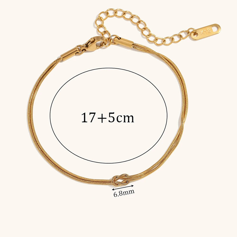 Minimally Knotted Chain Double-layer Couple Bracelet For Women Stainless Steel Jewelry
