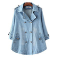 Denim Cape Coat Female Jacket Double Breasted Jackets Women Denim Basic Coats