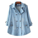 Denim Cape Coat Female Jacket Double Breasted Jackets Women Denim Basic Coats