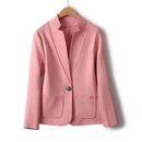 Elegant Woman Jacket Topstitched Suit Collar Elastic Slim Blazer Woman Spring Autumn Female Clothing