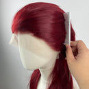 Dark Red 13x4 Wigs for Women Cosplay Shoulder Length Short Curly Wigs Layers Ponytails Medium Cap