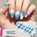 16Tips Shimmer Gradient Marble Gel Nail Wraps No-Bake Semi-Cured Glossy Nail Stickers Full Cover Adhesive Stickers for Nails Art