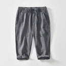Summer Linen Straight Leg Casual Pants Men's Loose Fit Seven-Quarter Length Breathable