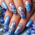24pcs Retro Dreamy Fake Nails Moon Star Acrylic Press on Nails Vivid Fish Gel on Nail Sweet Cool Flower False Nails Short Square